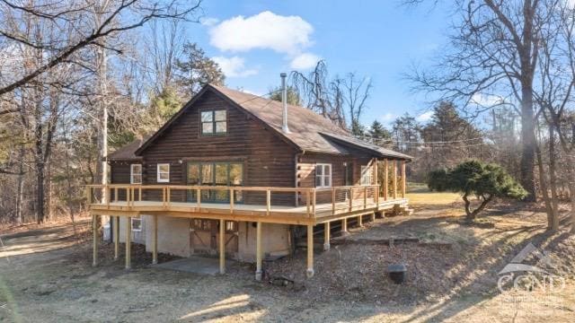 269 Church Ave, Germantown, NY 12526 - rear view of property featuring a deck and log siding