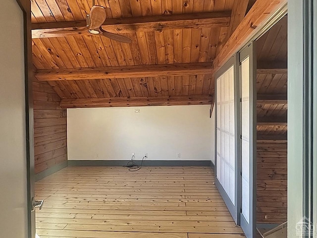 269 Church Ave, Germantown, NY 12526 - additional living space featuring wood ceiling, beamed ceiling, a ceiling fan, and light wood-style flooring