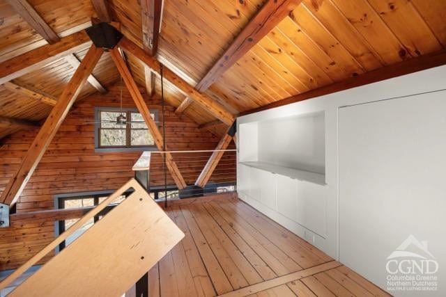 269 Church Ave, Germantown, NY 12526 - bonus room featuring wooden ceiling, hardwood / wood-style flooring, and wood walls