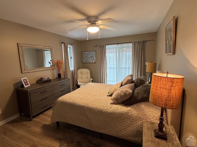 23 Townhouse Ln Unit D 1, Windham, NY 12496 - bedroom with wood finished floors, ceiling fan, and baseboards