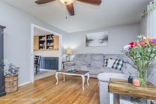 65 Lamb Ave, Saugerties, NY 12477 - living area with a ceiling fan and light wood finished floors