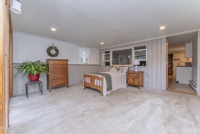 65 Lamb Ave, Saugerties, NY 12477 - carpeted bedroom with a baseboard heating unit and recessed lighting