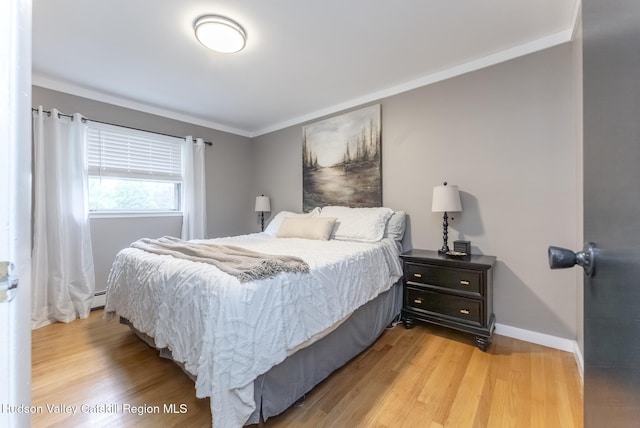 65 Lamb Ave, Saugerties, NY 12477 - bedroom featuring crown molding, light wood finished floors, and a baseboard heating unit