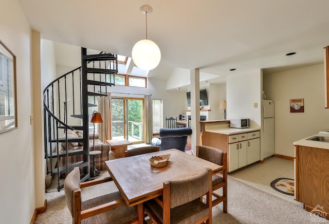 91 Windham Ridge Rd Unit 18B, Windham, NY 12496 - dining area with stairway, baseboards, and light tile patterned floors