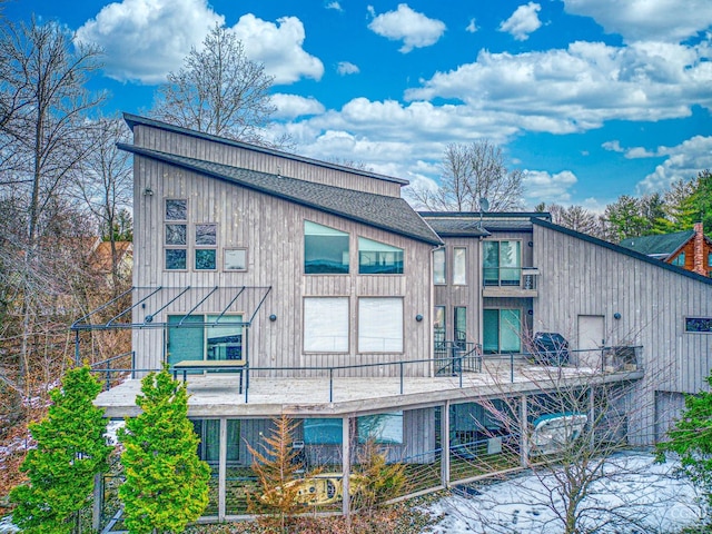 219 Sleepy Hollow Rd, Athens, NY 12015 - back of property featuring a balcony and a shingled roof