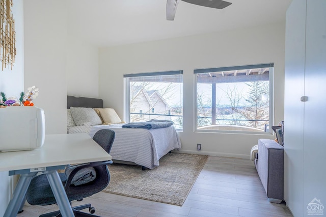 219 Sleepy Hollow Rd, Athens, NY 12015 - bedroom with light wood finished floors, multiple windows, ceiling fan, and baseboards