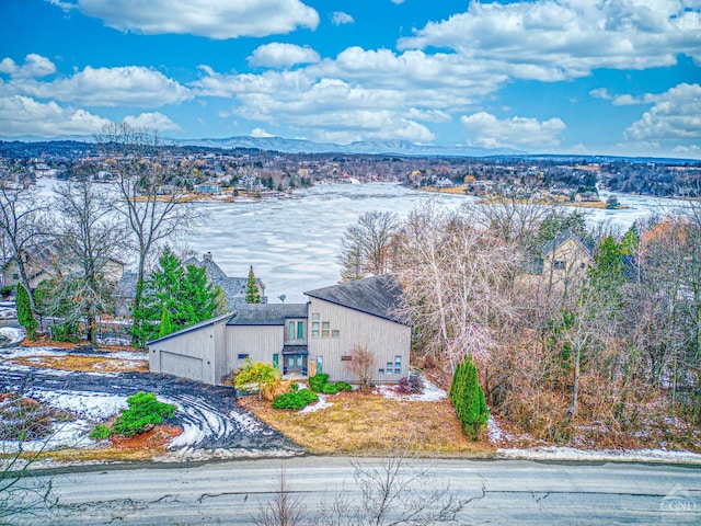 219 Sleepy Hollow Rd, Athens, NY 12015 - snowy aerial view with a mountain view