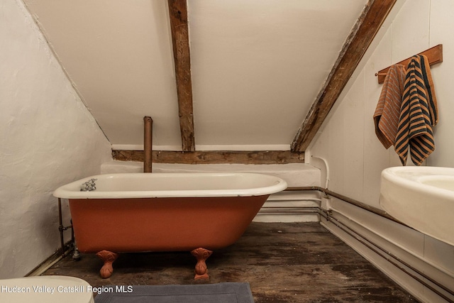 19 Dug Rd, Accord, NY 12404 - full bath with a freestanding tub and wood finished floors