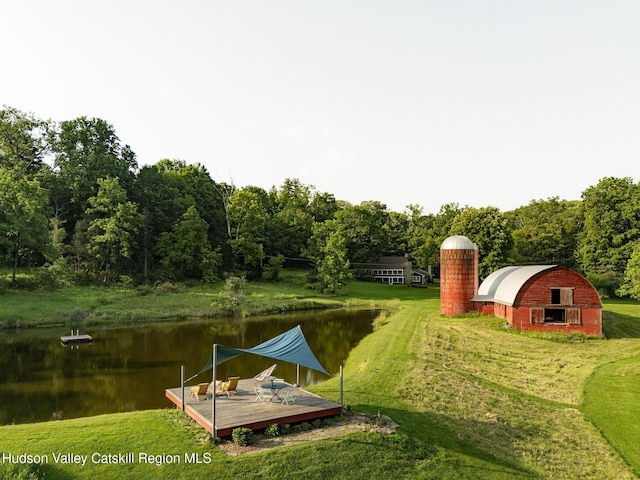 19 Dug Rd, Accord, NY 12404 - dock area featuring a barn, a water view, and a yard
