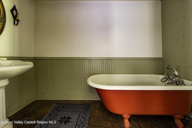 19 Dug Rd, Accord, NY 12404 - full bathroom featuring a wainscoted wall and a freestanding bath