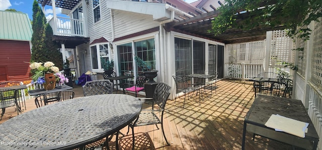 5320 Rte 23, Windham, NY 12496 - view of patio / terrace featuring outdoor dining area, a pergola, and a deck