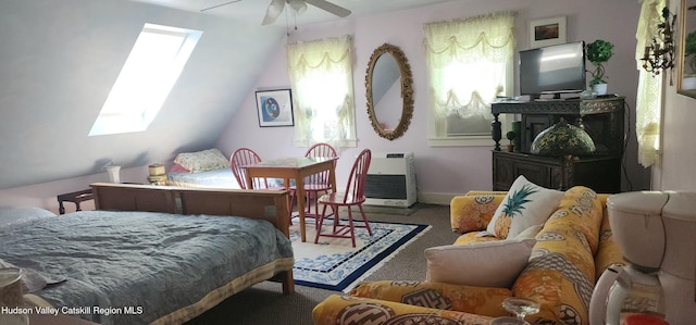 5320 Rte 23, Windham, NY 12496 - bedroom with a skylight, carpet flooring, and vaulted ceiling