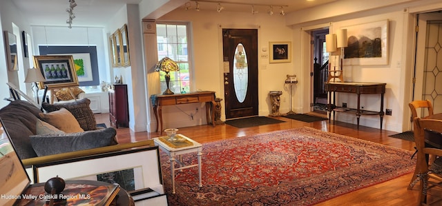 5320 Rte 23, Windham, NY 12496 - entrance foyer featuring rail lighting and wood finished floors