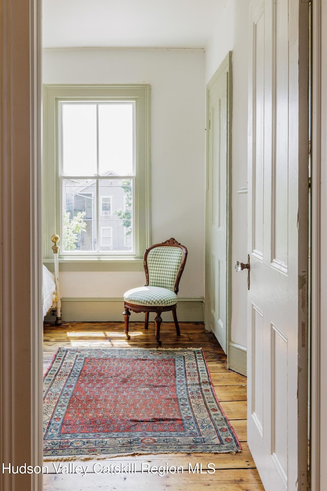225 Robinson St, Hudson, NY 12534 - sitting room featuring wood finished floors and baseboards