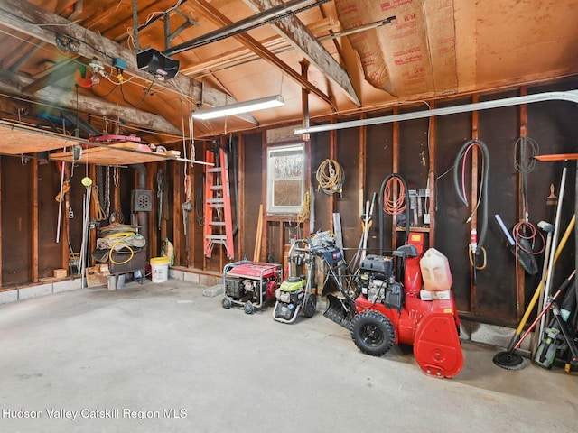 garage with a garage door opener