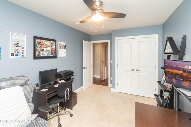 208 Hudson View Ter, Hyde Park, NY 12538 - home office featuring ceiling fan and light carpet
