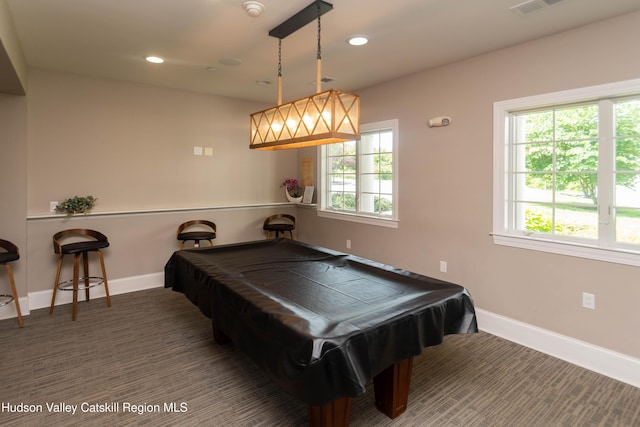 208 Hudson View Ter, Hyde Park, NY 12538 - rec room featuring billiards table, plenty of natural light, and recessed lighting