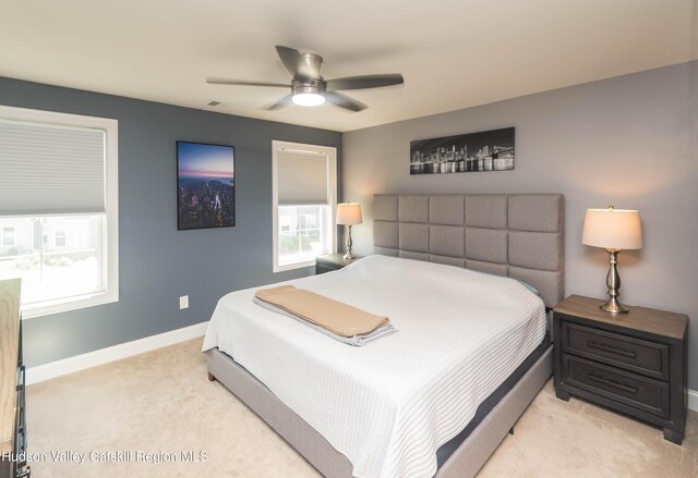 208 Hudson View Ter, Hyde Park, NY 12538 - bedroom featuring light carpet, multiple windows, and a ceiling fan