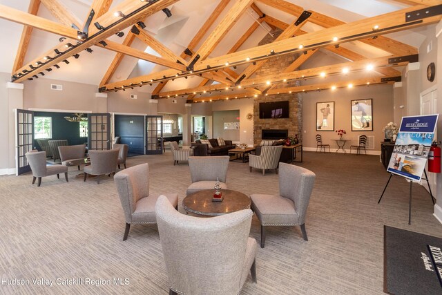 208 Hudson View Ter, Hyde Park, NY 12538 - common area featuring high vaulted ceiling and beamed ceiling