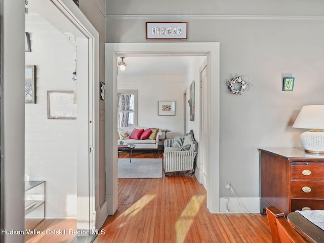 corridor featuring light hardwood / wood-style flooring