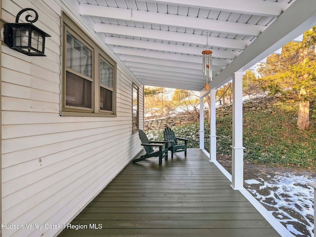 wooden deck with covered porch