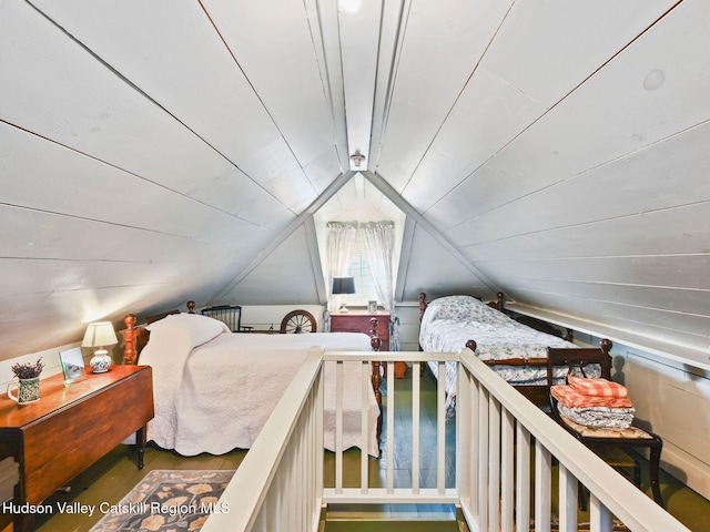 bedroom with vaulted ceiling