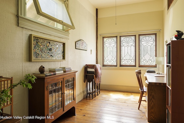 office space featuring hardwood / wood-style floors