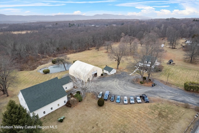 bird's eye view with a mountain view