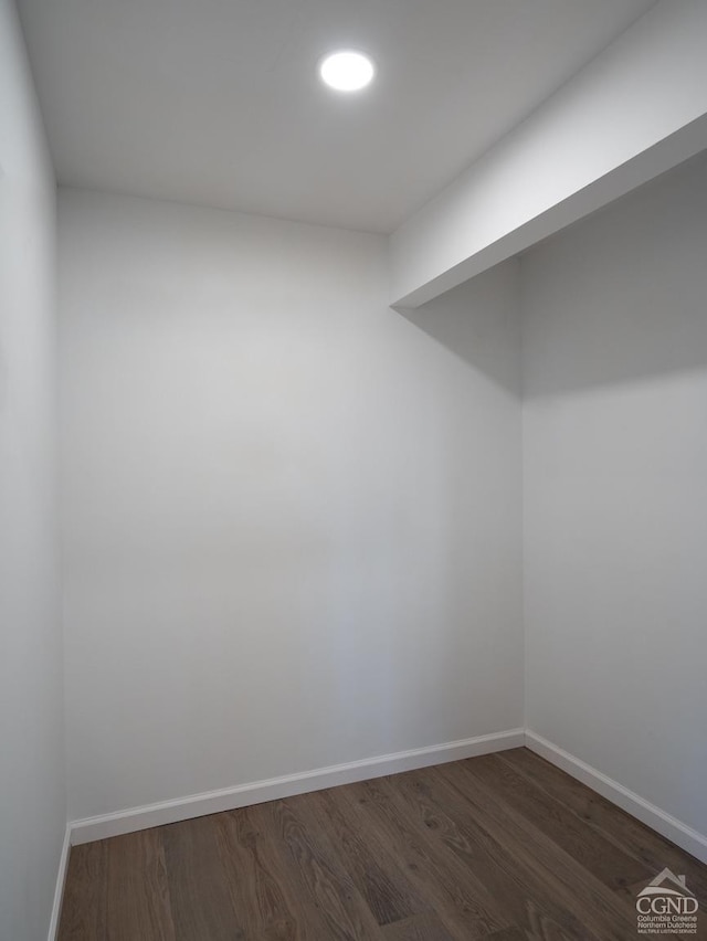 walk in closet featuring dark wood-type flooring