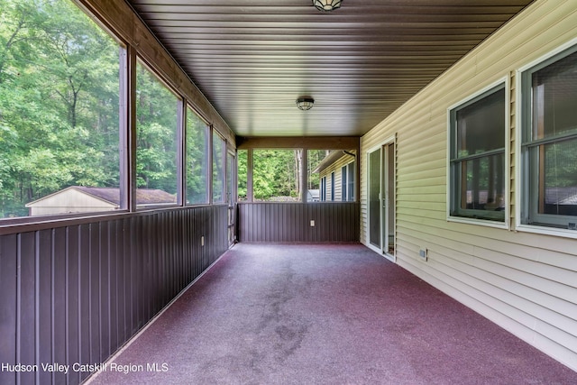 view of unfurnished sunroom