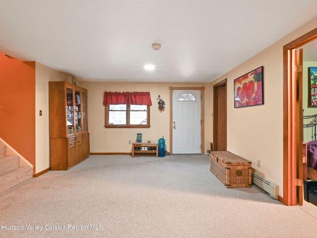 2846 Rte 32, Saugerties, NY 12477 - foyer with carpet and a baseboard radiator