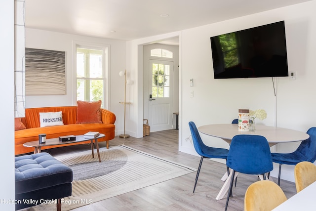 living room featuring light hardwood / wood-style floors