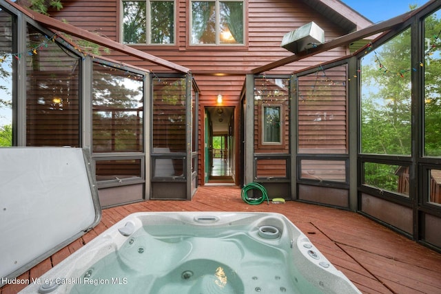 59 Mountain Dr, Hunter, NY 12442 - sunroom with a jacuzzi and healthy amount of natural light