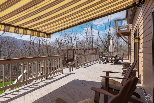 213 Botti Dr, Hunter, NY 12442 - deck with outdoor dining area and a mountain view