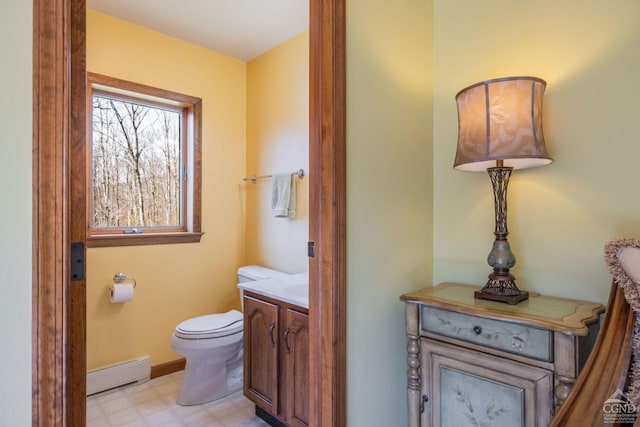 213 Botti Dr, Hunter, NY 12442 - half bath featuring a baseboard heating unit and vanity