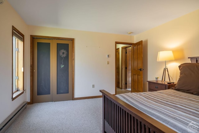 213 Botti Dr, Hunter, NY 12442 - bedroom with baseboard heating, carpet floors, and a closet