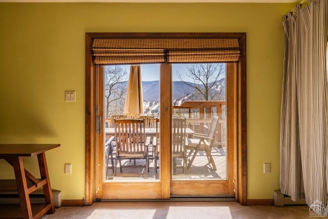 213 Botti Dr, Hunter, NY 12442 - entryway featuring a mountain view and carpet flooring