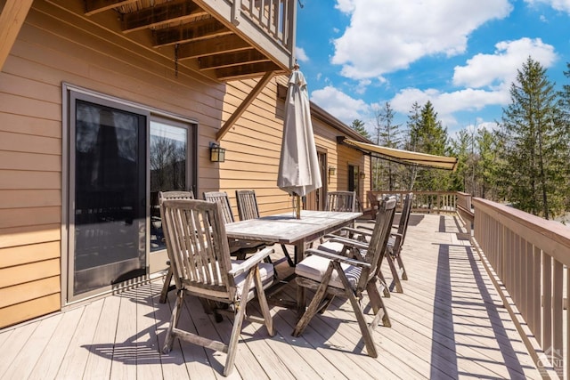 213 Botti Dr, Hunter, NY 12442 - wooden terrace featuring outdoor dining area