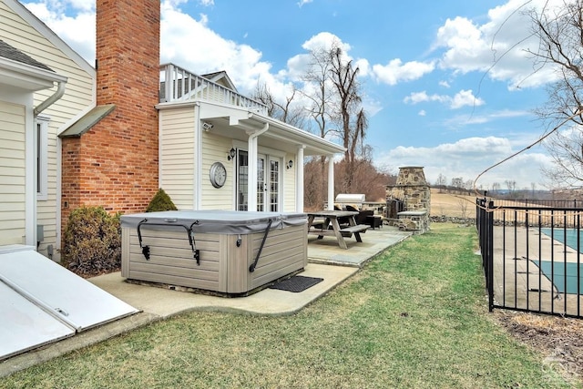 311 County Route 13, Old Chatham, NY 12136 - view of yard with a hot tub, a patio, a balcony, and a swimming pool
