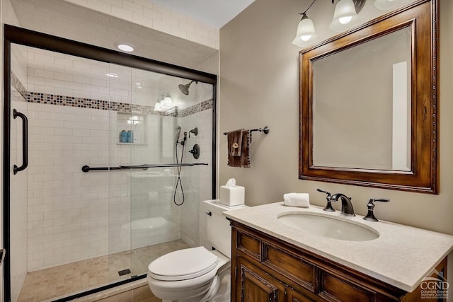 311 County Route 13, Old Chatham, NY 12136 - full bathroom featuring toilet, vanity, and a shower stall