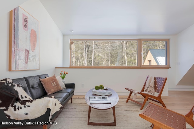 living area with light wood-style floors