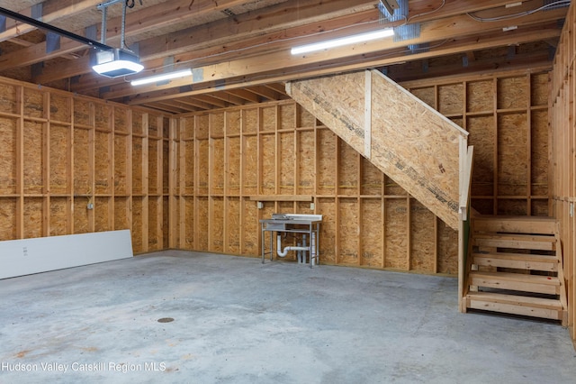 garage with a garage door opener