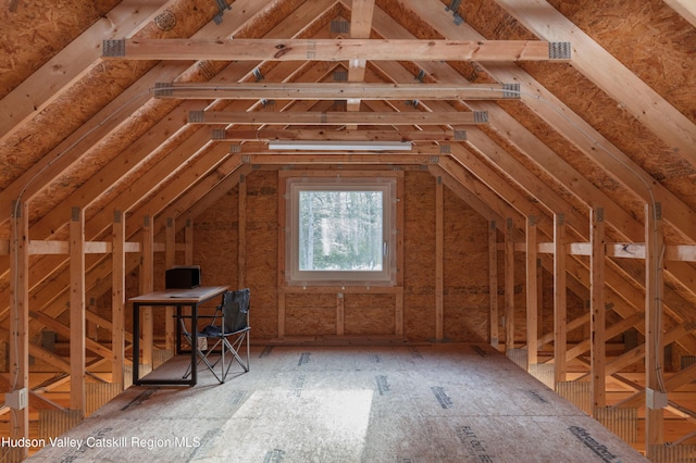 view of unfinished attic