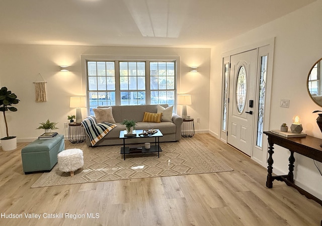 living room with hardwood / wood-style flooring