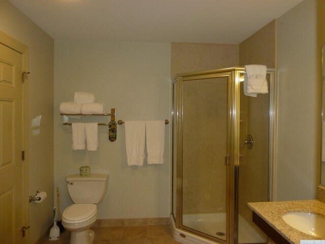 62 Liftside Dr Unit 312D1, Hunter, NY 12442 - full bathroom featuring a stall shower, tile patterned floors, toilet, and vanity