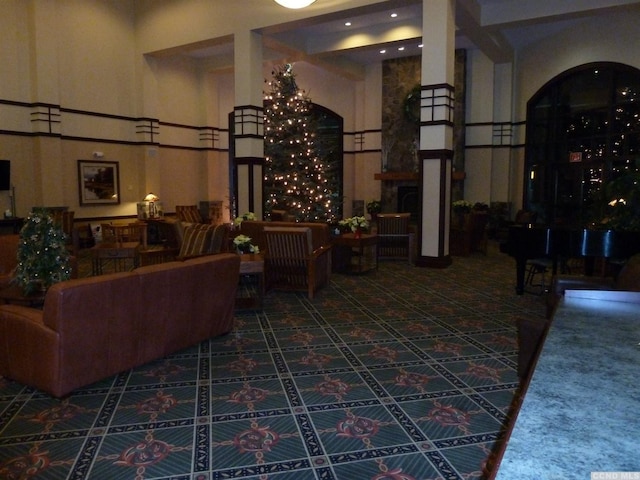 62 Liftside Dr Unit 312D1, Hunter, NY 12442 - common area featuring a high ceiling and recessed lighting