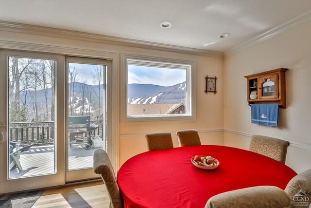 88 Gaby Ln, Hunter, NY 12442 - dining space featuring ornamental molding and wood finished floors
