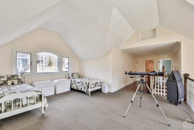 88 Gaby Ln, Hunter, NY 12442 - carpeted bedroom featuring vaulted ceiling and baseboards