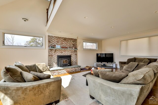 88 Gaby Ln, Hunter, NY 12442 - living room featuring ornamental molding and wood finished floors