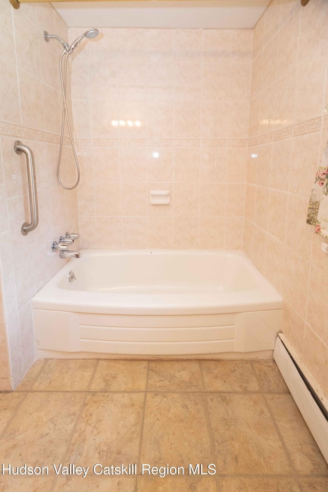 55 Harry Wells Rd, Saugerties, NY 12477 - full bathroom with baseboard heating and bathtub / shower combination